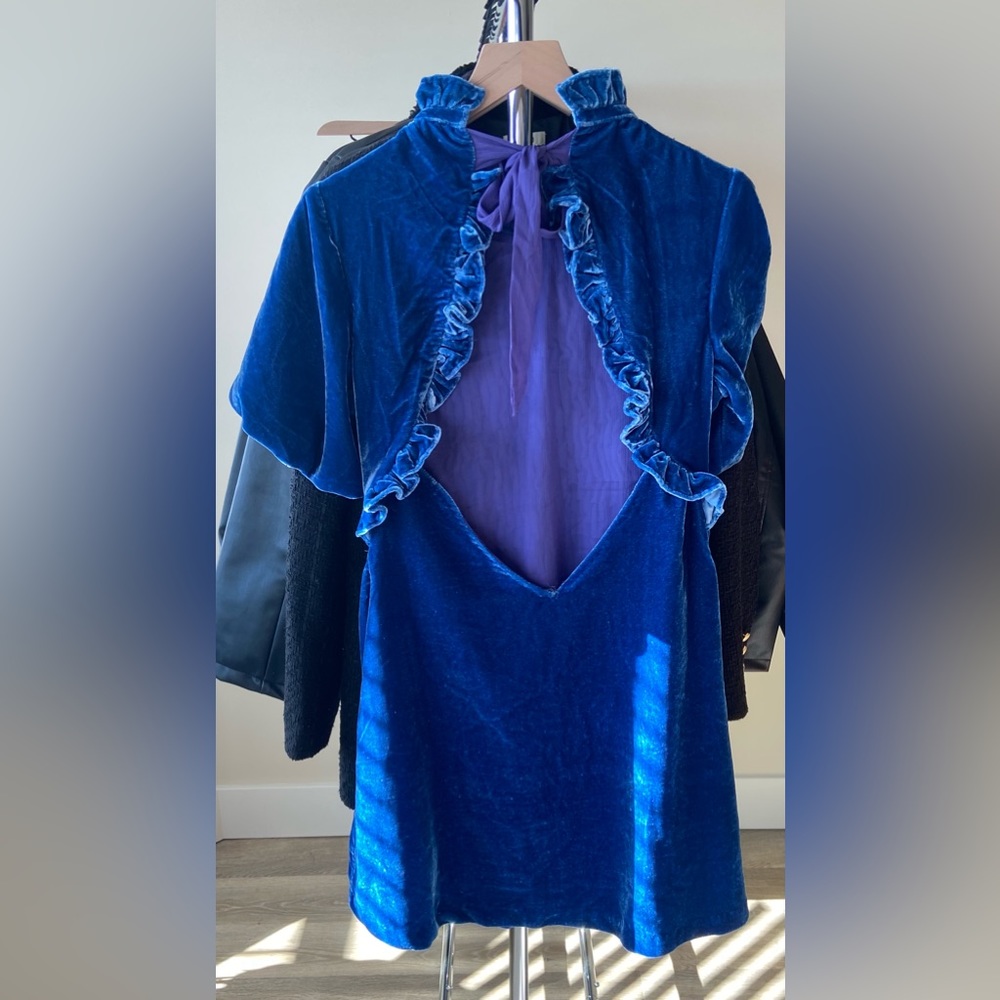 M NEW FREE PEOPLE GUM DROP MINI DRESS VELVET MOCK NECK STITCHED DEEP RI… - Picture 8 of 10